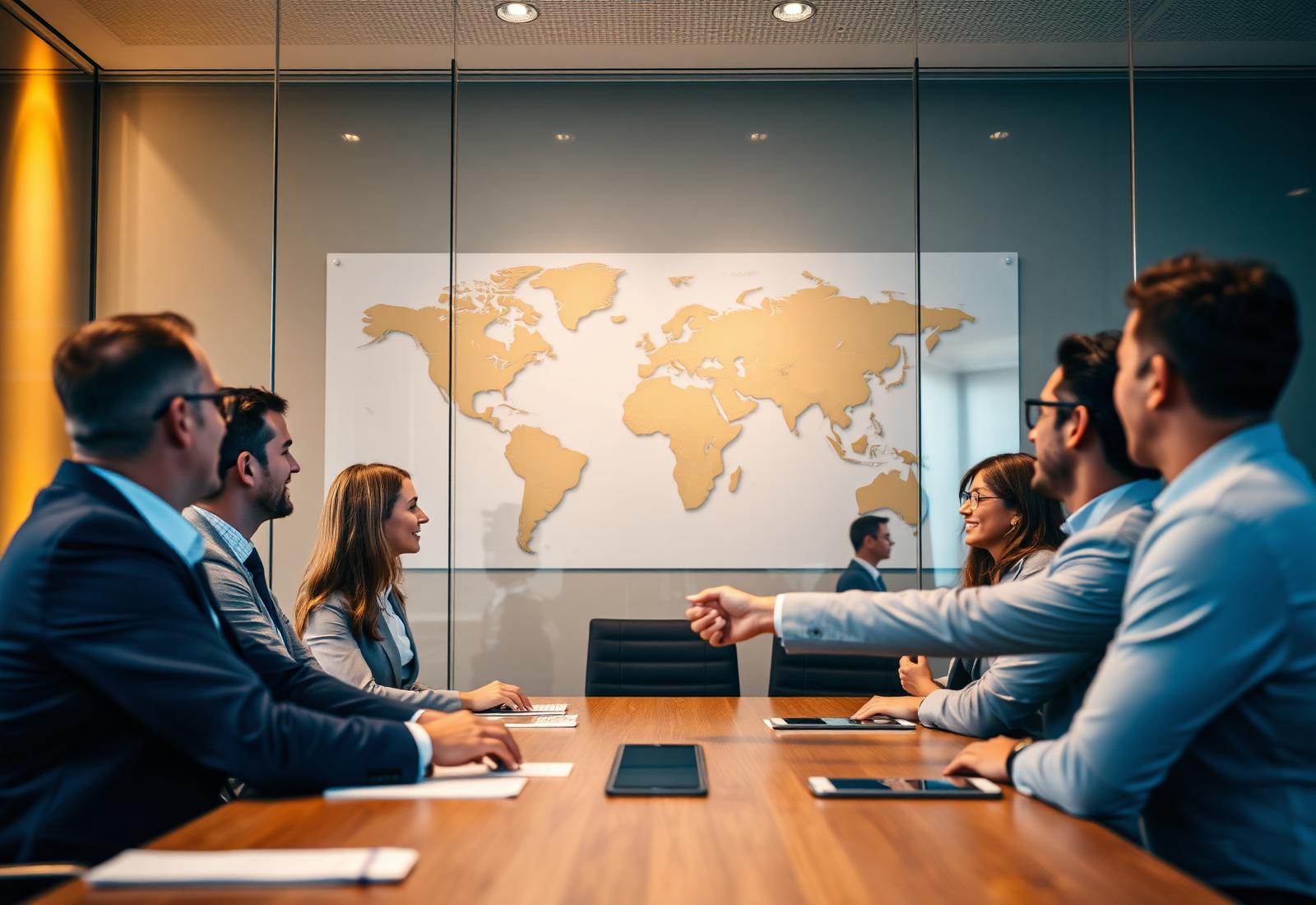 Trade delegation in a modern boardroom